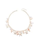 Diyouke Juego de 2 collares de conchas marinas inspirados en el océano con colgante de estrella de mar, joyería estilo playa for mujer