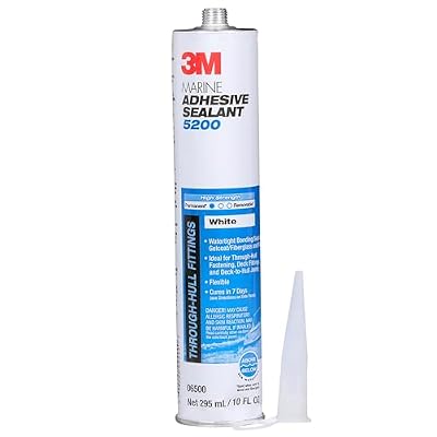 3M Marine Adhesive Sealant 5200 (06500) Permanent Bonding and Sealing for Boats and RVs Above and Below the Waterline Waterproof Repair, White, 10 fl oz Cartridge