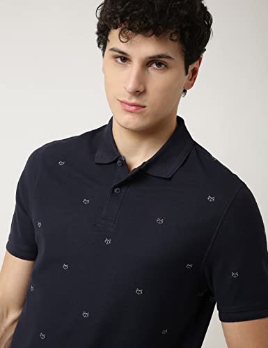 Image of Marks & Spencer Mens Printed Cotton Polo Neck Regular Fit T-Shirt