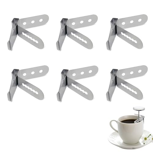 DKJEkdje 6 Pcs Thermometer Probe Holder Clip Professional Pot Clip Stainless Steel 3-Hole Thermometer Holder for BBQ Oven Grill Kitchen Clamp, Silver