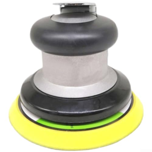 Pulidora de aire de 5 pulgadas para encerar metal y madera de coche con diseño excéntrico, lijadora orbital neumática, herramienta de eliminación de óxido, 16,5 cm, amarillo, negro y plateado (12,7 cm
