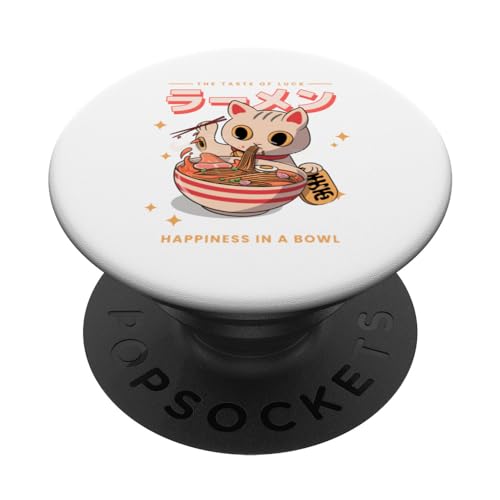 Japonés Ramen gatos Anime Japón Maneki-neko gato de la suerte Kawaii PopSockets PopGrip Intercambiable