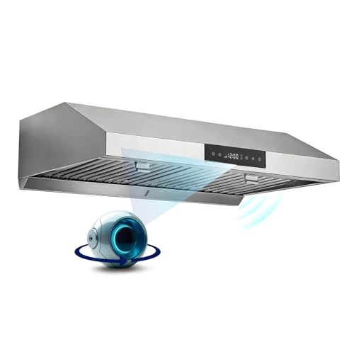 Image of Hauslane PS19 Under Cabinet Range Hood 36 inch with Auto-Pilot Technology, Ducted Stainless Steel Kitchen Hood 860 CFM Dual Motor, Fully Automatic, Quiet Performance, Lifetime Motor Warranty