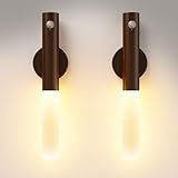 Rechargeable Motion Sensor Light Indoor - 2 Pack Battery Operated Wall Sconces with Magnetic, Wireless Wall Lamp for Bedroom Bedside Stairwell Hallway Porch Picture Lighting