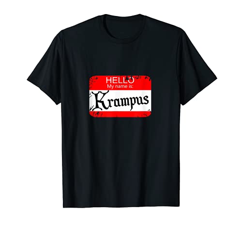 Lustiges T-Shirt mit Aufschrift "Hello My name is Krampus", für Weihnachten T-Shirt