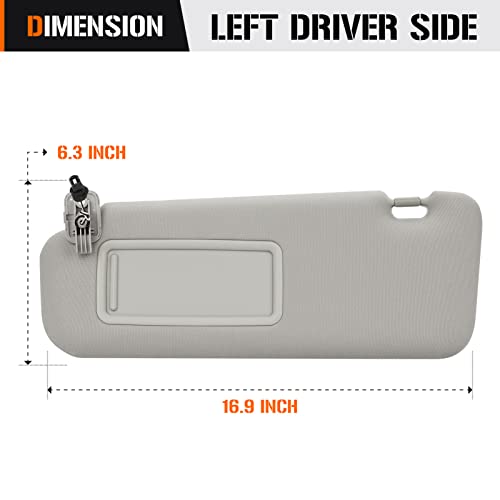 Sun Visor with Vanity Light for 2010-2015 Mazda CX-9, Left Driver Side Gray Sunvisor Replacement TDY1-69-320 by Aeagle - Image 7