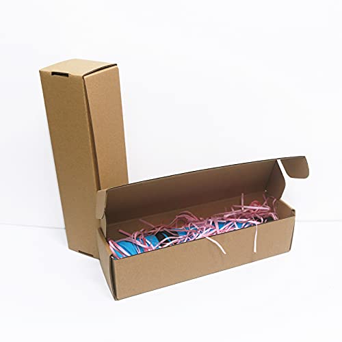 Klein Versandkartons, 255x65x65mm lang schmal Maxibriefkartons für Postversand, Versandtaschen Warensendung, Braune Verpackungskartons für Geschäft, Aufbewahrung oder Geschenkbox(10 Stück)
