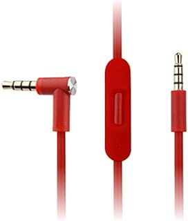 REYTID Audio Cable Compatible with Beats by Dr Dre Solo2 / Solo3 / Studio 2 & 3 Headphones w/Inline Remote, Volume Control and Microphone - Replacement Lead - Red