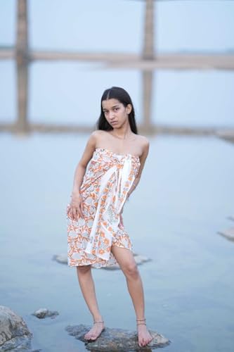 Sarong Hand Stamped Block Print, Stole, Scarf, Cotton Soft Voile Fabric, Hand block Beach Coverup, Boho scarf, Handmade Pareo,Wrap Dress2