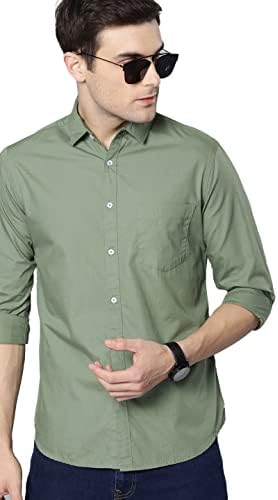 Dennis Lingo Men Cotton Solid Slim Fit Casual Shirts