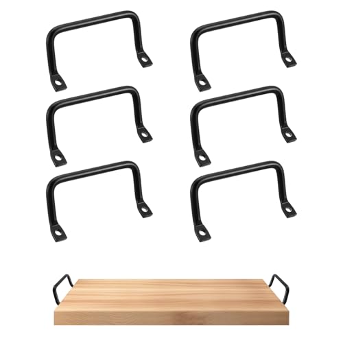 Tolare 6 Pcs Metal Charcuterie Board Handles Black Matte 4 Inch Pull Handles Side Fixing For Trays Stove Cover Noodle Board Cutting Board