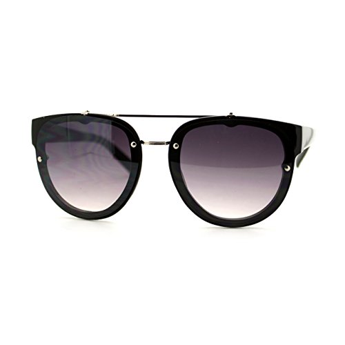 Womens Retro Hipster Sunglasses Round Flat Top Rimless Look