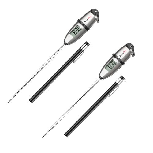 Image of TempPro TP02S (2 Pack) Digital Food Thermometer for Cooking Bread Baking Sourdough Liquids, Meat Thermometer Digital with Super Long Probe for Kitchen BBQ Candy Making Accessory (Previously ThermoPro)