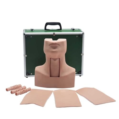 RJYYYDS Cricothyrotomy Nursing Training Manikin, Tracheostomy Simulation Model with 4X Simulated Trachea, 4X Neck Skin and Aluminum Shell