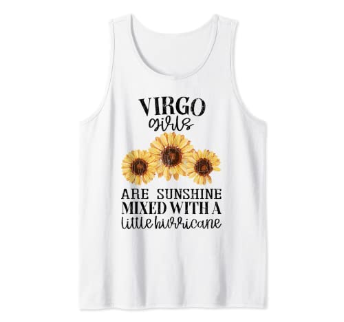 Sunflower Sunshine Virgo Divertido Signo Del Zodíaco Niñas Gráfico Camiseta sin Mangas