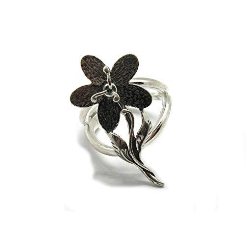 Bague en argent massif 925 Fleur Empress R001901 à taille ajustable