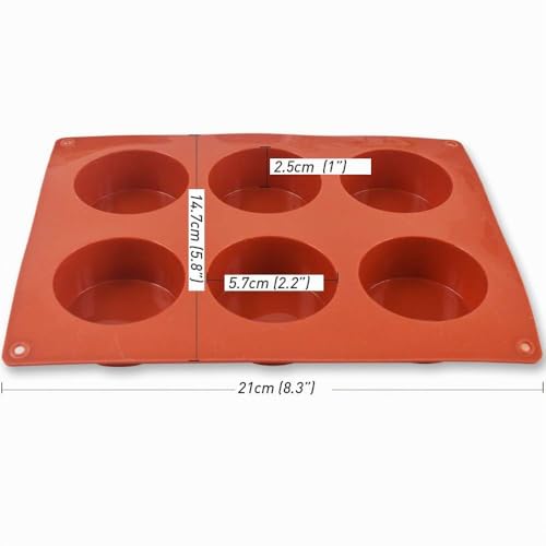 Miniatura 6 de Newk Molde Cilíndrico De Silicona, 3 Paquetes De Moldes Redondos De 6 Cavidades De 2 Pulgadas Para Cupcakes, Para Jabón Hechos A Mano, Magdalenas, Pasteles De Queso