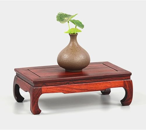 Base sculptée pour bonsaï et vase : socle en bois rétro pour salon zen