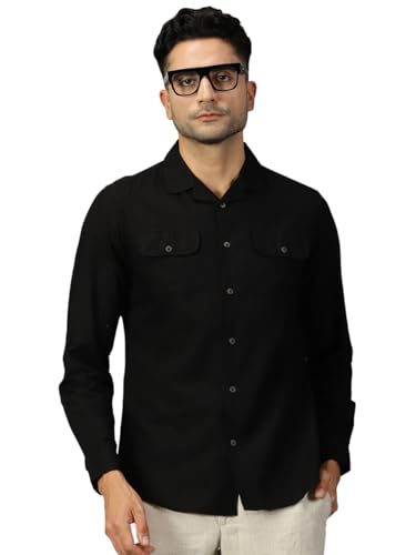 Image of Thomas Scott Men's | Solid | Full Sleeve | Regular Fit | 100% Cotton | Double Flap Pocket | Spread Collar | Casual Shirt