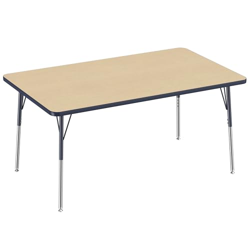 FDP 36" x 60" Rectangle Table with Swivel Glide Legs - Maple/Navy
