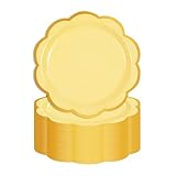 Contenu du colis : Vous recevrez 50 assiettes en carton jaunes de 22,9 cm avec feuille d'or, une excellente addition à votre décoration de fête. Les assiettes en carton ondulé vous permettent de servir jusqu'à 50 invités en même temps.