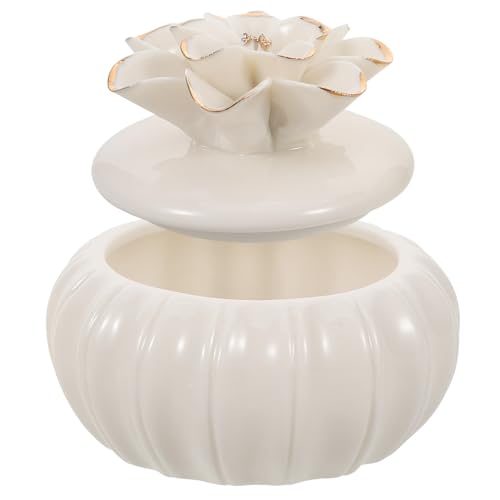 Baluue Boîte à Bijoux Céramique Motif Floral Petite Coffret Rangement Bagues Bracelets Pot Porcelaine Décoration Intérieure