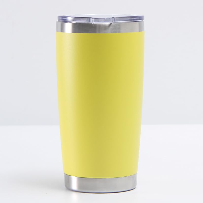 Vanuat Colorful Tumbler Thermos Cup Double Wall Vacuum Hot Cold Coffee Tea Mug Handle Insulated Stainless Steel Water Beverage Bottle Dispenser Sports Para Café Collection (30 Ounces, Yellow)
