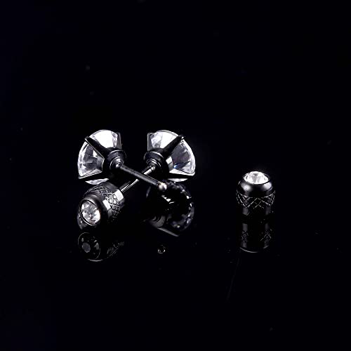 Fibo Steel 3-7Mm Titanium Screw Back Earrings Surgical Steel Stud Earrings For Men Women, Rainbow 5A Cubic Zirconia Sleep Hypoallergenic Stud For Sensitive Ears 5Mm #TOP4