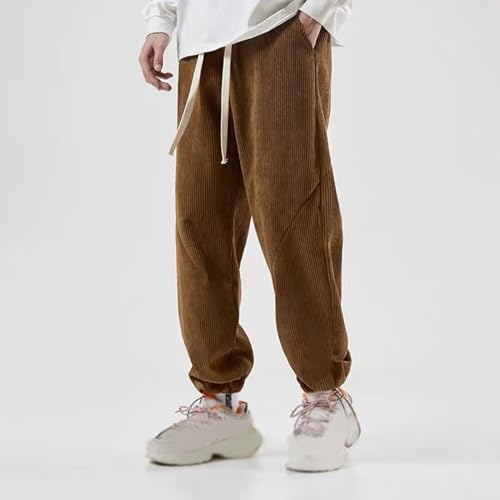 Mens Corduroy Joggers Pants Elastic Waistband Sweatpants Baggy Wide Leg Slacks Casual Work Streetwear Pants for3