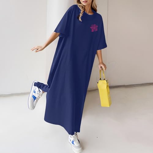 T-shirt robe longue imprimé manches courtes coupe oversize ultra légère