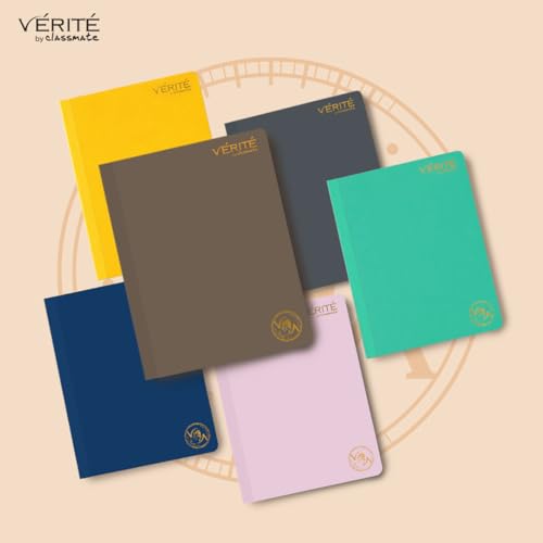 Image of Lay Flat Binding Notebook - Verite by Classmate Ideal for School Students, Taupe Brown Color, Size (cm) 24 X 18, Single Line, Thick Premium 120 Pages with Low Ink Bleed for Smooth Writing Experience
