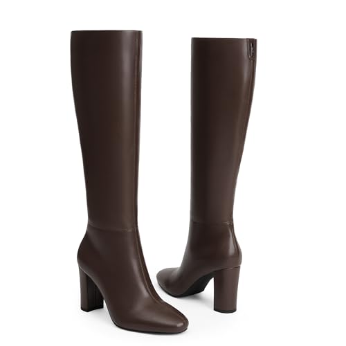 Image of Modatope Knee High Boots for Women Chunky Heel Rounded Toe Tall Boots
