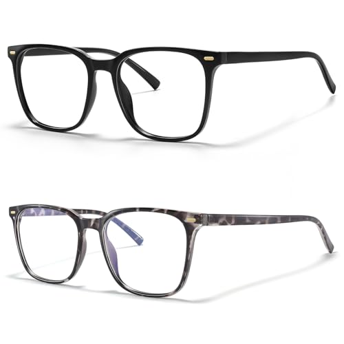 Image of Oversized Square Blue Light Blocking Glasses for Women Men, Anti-Fatigue Computer Monitor Glasses Reduce Eye Strain
