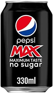 Pepsi Max No Sugar Cans, 330 ml (Pack of 24)