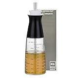 KB KITCHEN BASICS Salad Dressing Cruet 300ml/10oz - Refillable Glass Bottle with Etched Recipes, 3-in-1 Tool to Measure, Mix, Serve Dressings - Stylish & Functional Kitchen Essential