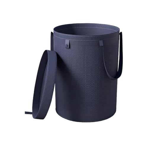 RETSAMV Cesto Ropa Sucia Plegable Con Tapa 50L – Cesto Ropa Con Tapa Redondo 37x50 Cm De Plástico PP, Cesta De Almacenamiento Para Baño Dormitorio Lavandería (Dark Blue)
