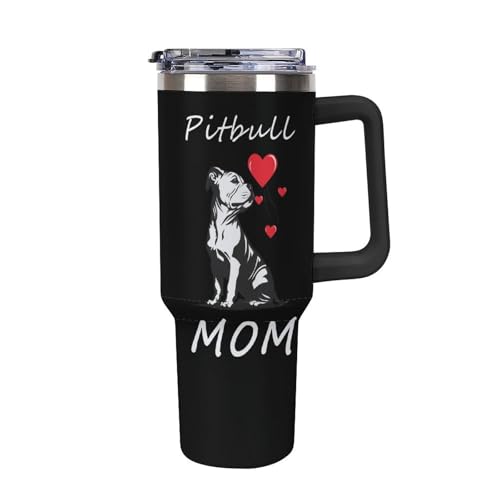Termo de coche de 40 oz con asa: botella de agua y café ideal para amantes de los Pitbull