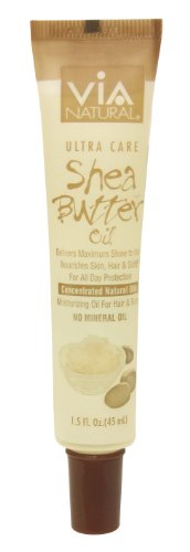 Via Natural Ultra Care Shea Butter Oil Concentrated Natural Oil 1.5oz - Delivers Maximum Shine to Hair Nourishes Skin, Hair & Scalp For All Day Protection - 6 Pack