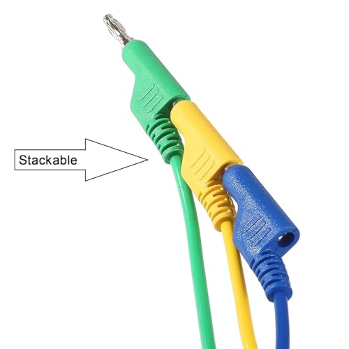 Image of Multimeter Test Lead Set, 5PCS Stackable 4MM Banana Plug to Test Hook, Flexible Testing Cable Wires 500V 5A for Multimeter Electrical Testing, 3.3FT /1M (Banana Plug to Test Hook)