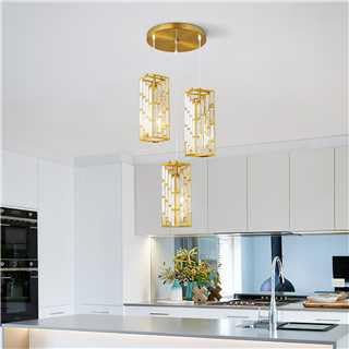 Image of Gold Pendant Lighting Modern Pendant Light, Mini Crystal Chandeliers,Adjustable Pendant Light Fixture for Kitchen Island Dinning Room Bedroom (3 Light)