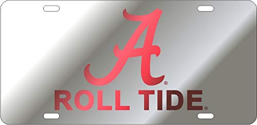 Dixie Dawgs Alabama Laser Cut Hand Assembled Acrylic Tag Silver Mirror