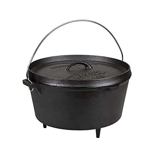 Stansport's Cast Iron Dutch Oven with Lid (16031) - Large 8 Quart Capacity, Durable Cast Iron Construction, Perfect for Outdoor Cooking, Home Kitchen and Camping Trips, Built in Legs