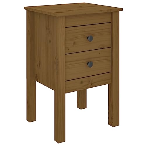 vidaXL Mesita de Noche Aparador Auxiliar Armario con Cajones Cama Dormitorio Habitación Almacenaje Madera Maciza de Pino Marrón Miel 40x35x61,5 cm