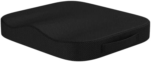 Sitzkissen orthopädisch Mittlere Härte – Memory Foam, Schwarz, 41x41x5cm | Ergonomisches Memory Foam Kissen für Bürostuhl, Auto, Rollstuhlkissen oder Sitzerhöhung für Erwachsene -