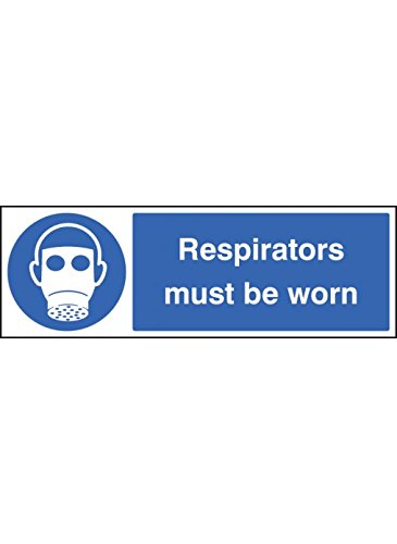 Caledonia Signs 15205E Respirators Must be Worn Sign, 200 mm x 150 mm, Rigid Plastic