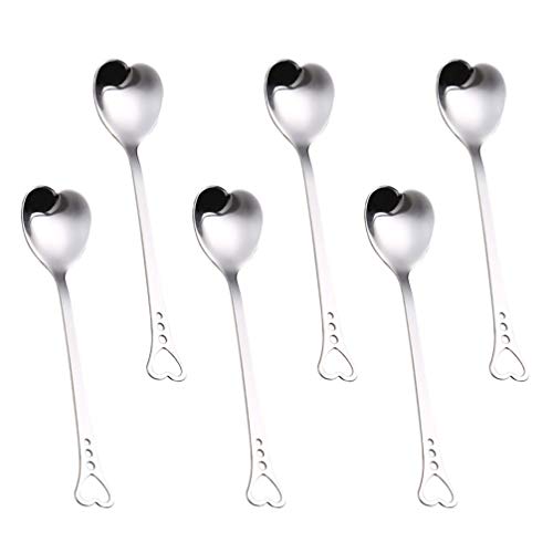Cabilock Juego de 6 cucharillas de café con forma de corazón, para helado, postre, pudding - Imagen 8