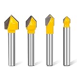 Yueqing Zhongji Industrial Grade 1/4 Shank 90 Degree V Groove Router Bits CNC Engraving V Grooving Bit Cutter for 3D Signmaking Lettering Carving Woodworking Tool Cutting Dia 1/2', 3/8', 5/16', 1/4'