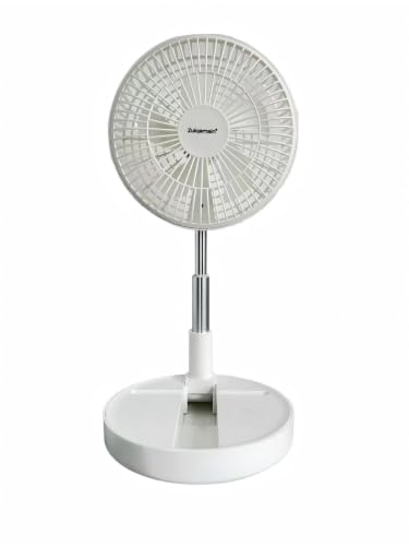 A2Z 8 Inch USB AC DC Foldable Desk Fan Portable White Cooling Fan.