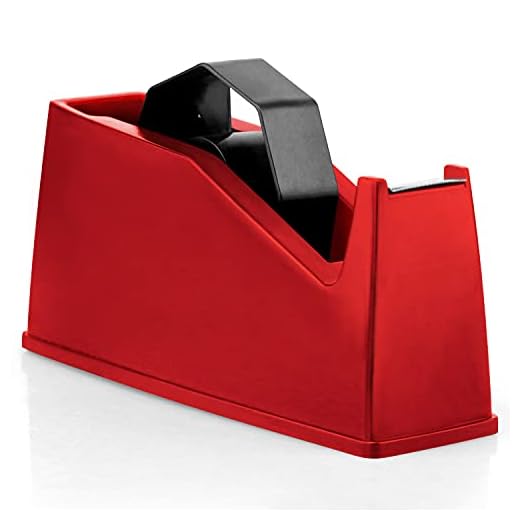 Heat Tape Dispenser, Masking Tape Dispenser, Holder Fits 1" and 3" Core, 6.8 x 2.2 x 3.4 Inch, Desktop Tape Dispenser, Heat Tape for Sublimation(Red)