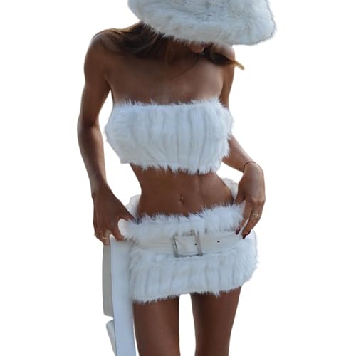 Tenues sexy Y2K pour femmes avec haut court tube et mini-jupe rave